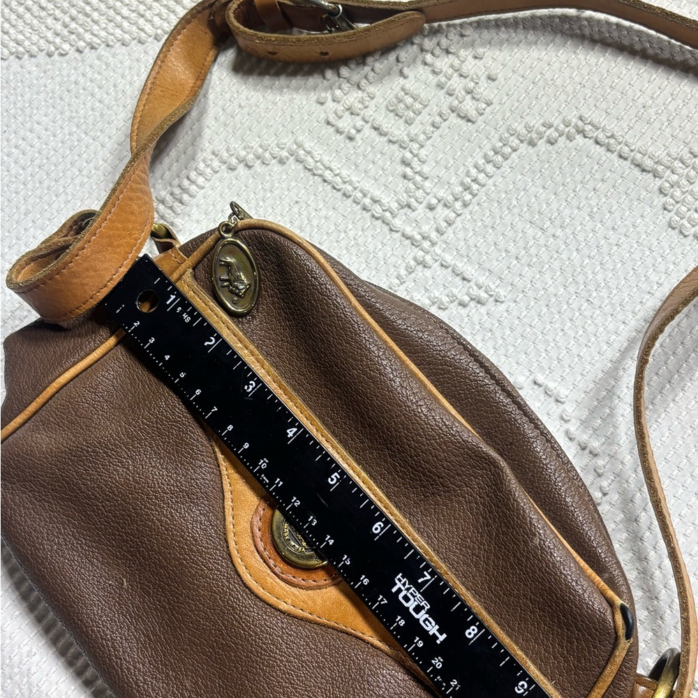 VTG Stone Mountain Two-Tone Pebbled Leather Crossbody Rare USA Made W/ Damage - Picture 4 of 16